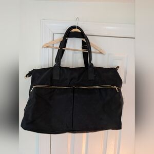 A New Day Travel Black Tote Bag with Gold Accents